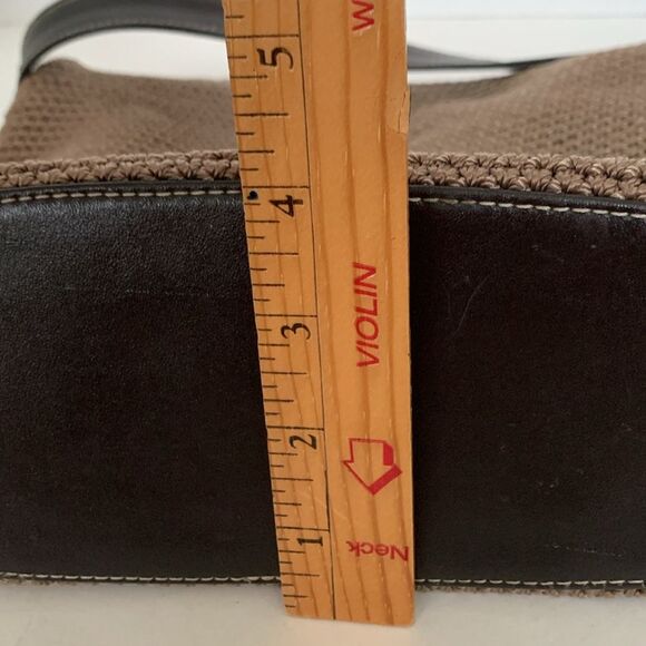 The Sak Elliot Lucca Light Brown Crochet Mesh Leather Trim Shoulder Bag - Picture 6 of 9